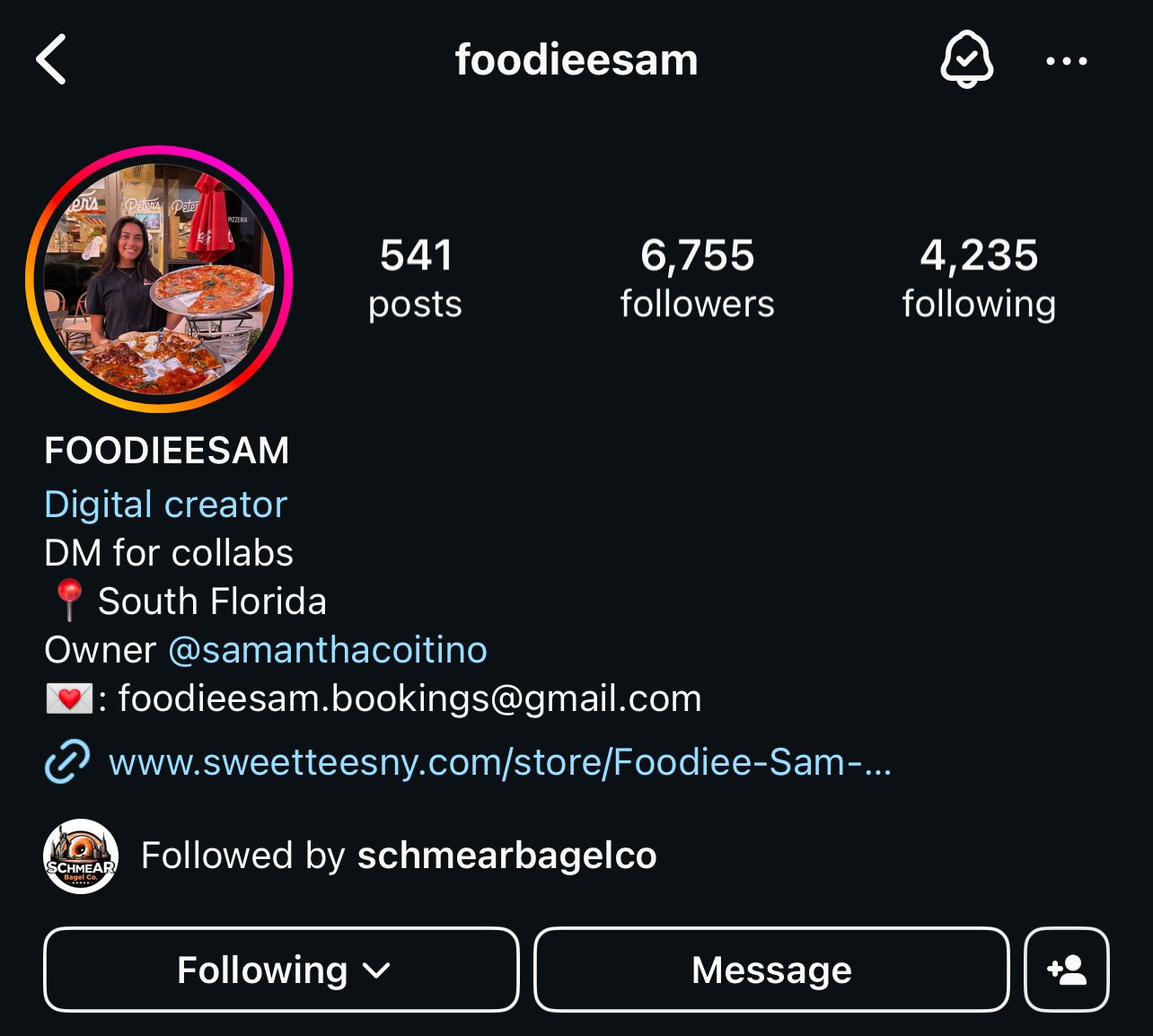 foodiesam Instagram Handle